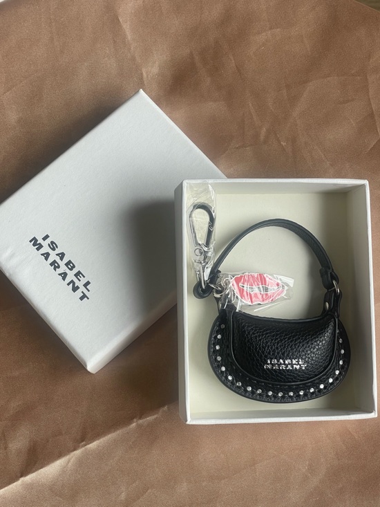 Isabel Marant Accessories - Isabel Marant NWOT Nano Oskan Moon Bag Charm Black Leather Studded Keychain